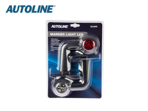 AUTOLINE LED ÄÄRIVALOPARI PUN/VAL. L-KUMIVARSI 12-24V 2
