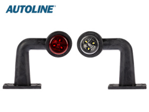 AUTOLINE LED ÄÄRIVALOPARI PUN/VAL. L-KUMIVARSI 12-24V 3