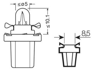OSRAM ORIGINAL 12V B8,5D 1,2W 5