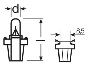 OSRAM ORIGINAL 12V B8,5D 2W 5