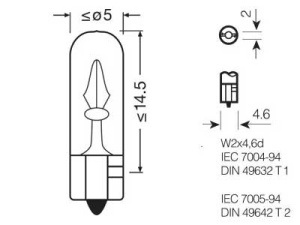 OSRAM ORIGINAL 12V 2W W2X4,6D 5