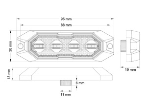 TRUCK VISION LED-TASOVILKKU KELT. 4-LED 12/24V R65 10