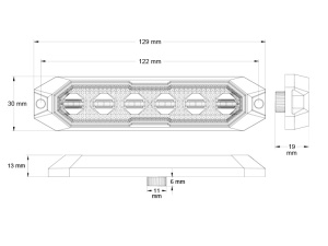 TRUCK VISION LED-TASOVILKKU KELT. 6-LED 12/24V R65 10