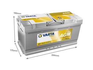 VARTA DYNAMIC AGM 105AH 950A 394X175X190MM -/+ 2