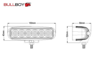 BULLBOY LED PERUUTUS/ TYÖVALO 1440LM 18W SUORAKAIDE 9-32V 4