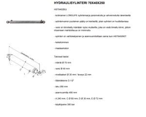HYDRAULISYLINTERI 70X40X250 3
