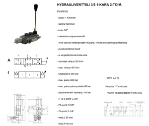HYDRAULIVENTTIILI 3/8 1-KARA 2-TOIM. 5