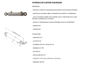 HYDRAULISYLINTERI 63X40X200 3