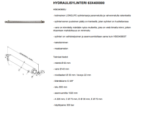 HYDRAULISYLINTERI 63X40X800 3