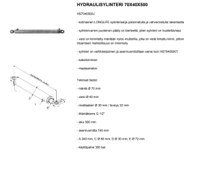 HYDRAULISYLINTERI 70X40X500 3