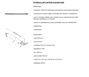 HYDRAULISYLINTERI 63X40X1000 3