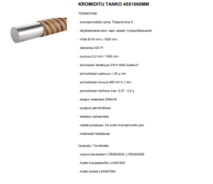 KROMIOITU PYÖRÖTANKO 45X1000MM 2