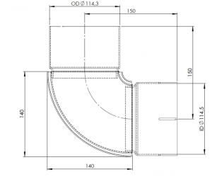 DINEX MUTKAKAPPALE 114MM LYHYT  90° 2