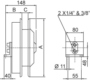LK-G070 - 3/8" kaksoisletkukelat 1,8-5,5m 2