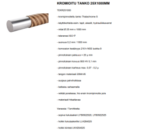 KROMIOITU PYÖRÖTANKO 25X1000MM 2