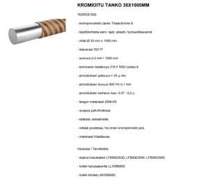KROMIOITU PYÖRÖTANKO 35X1000MM 2