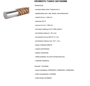 KROMIOITU PYÖRÖTANKO 30X1000MM 2