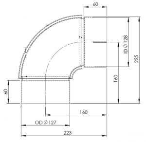 DINEX MUTKAKAPPALE 127MM LYHYT  90° 2