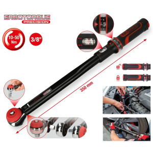 3/8" Räikkä-vääntömomenttiavain, kiertonuppi, 10-50Nm, ERGOTORQUE®precision 2