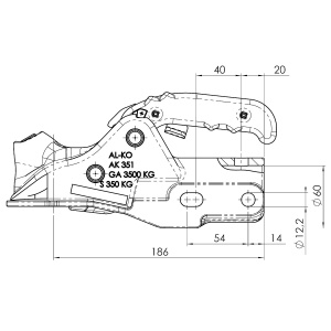 KUULAKYTKIN 3500KG AK351 60MM PYÖREÄ 2