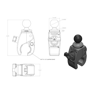 Ram Mounts KIINNIKE B TANKO/TASO TOUGH-CLAW PIENI 3