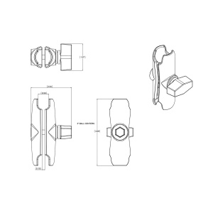 Ram Mounts VARSI B KESKIPITKÄ 90MM 4