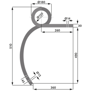 KULTIVAATTORIN PIIKKI 30X30X510 VAS. 2