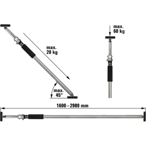 BESSEY Teleskooppinen rakennustuki 750-1250mm 3
