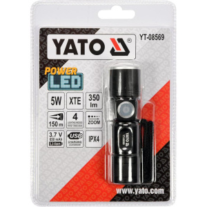 # YATO Käsivalaisin XTE 5W 350lm USB Cree Led 3