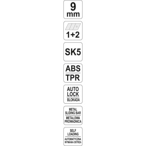 YATO Katkoteräveitsi 9mm, SK5, Self-load/Auto-lock 3