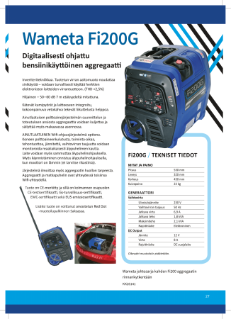 Sininen Wameta generaattori mustilla yksityiskohdilla