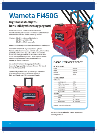 Punainen aggregaatti sähkökäynnistyksellä