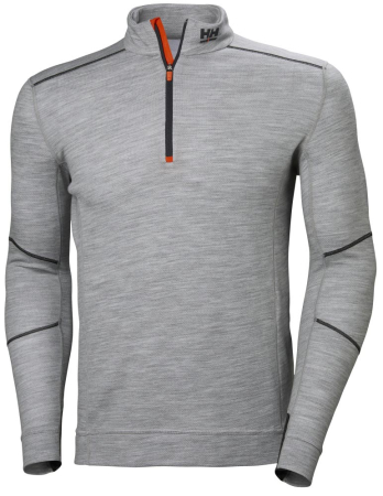 HH LIFA MERINO HALF ZIP GREY MELANGE, Helly Hansen