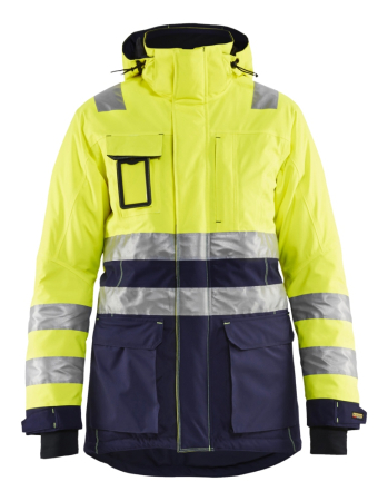 Naisten highvis talviparka Huomio keltainen/Mariininsininen, Blåkläder