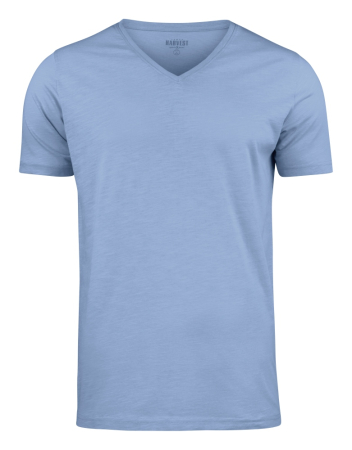 Whailford Organic Slub V-neck Summer Blue