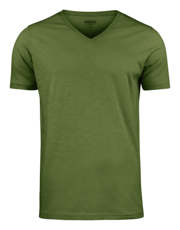 Whailford Organic Slub V-neck Moss Green