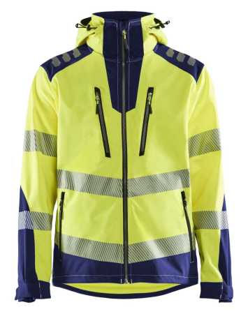 Highvis softshelltakki Huomio keltainen/Mariininsininen, Blåkläder