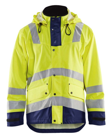 Highvis sadetakki, TASO 2 Huomio keltainen/Mariininsininen, Blåkläder