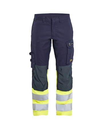 Multinorm housut stretch luontainen palosuojaus Mariininsininen/Huomio keltainen, Blåkläder