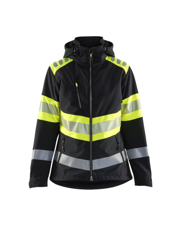 Naisten Highvis Softshelltakki Mariininsininen/Huomio keltainen, Blåkläder
