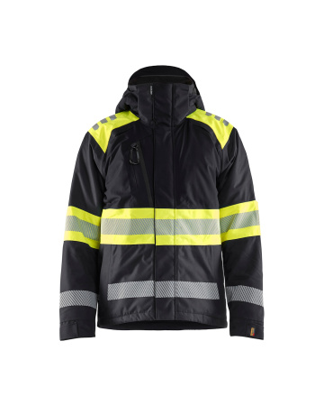 Highvis talvitakki Musta/Huomio keltainen, Blåkläder
