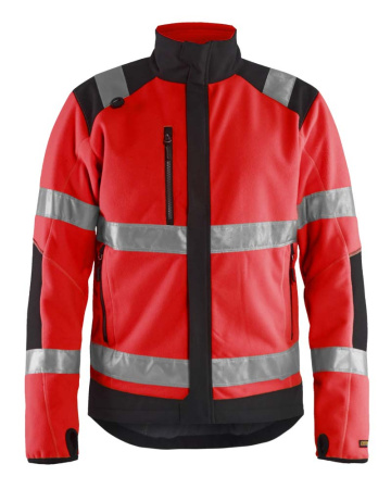 Highvis fleecepusero Huomio punainen/Musta, Blåkläder