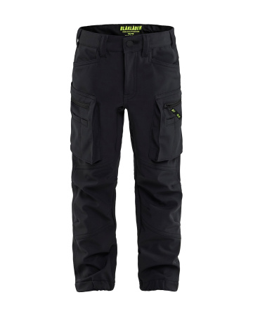 Lasten Softshell-housut Musta, Blåkläder