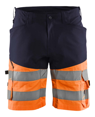 Highvis shortsit stretch Mariininsininen/Huomio oranssi, Blåkläder