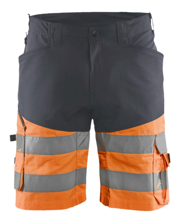 Highvis shortsit stretch Harmaa/Huomio oranssi, Blåkläder
