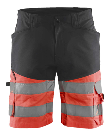 Highvis shortsit stretch Musta/Huomio punainen, Blåkläder