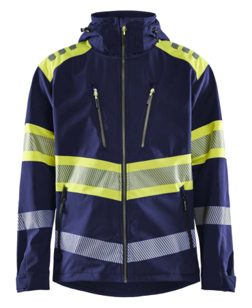 Highvis softshelltakki Mariininsininen/Huomio keltainen, Blåkläder