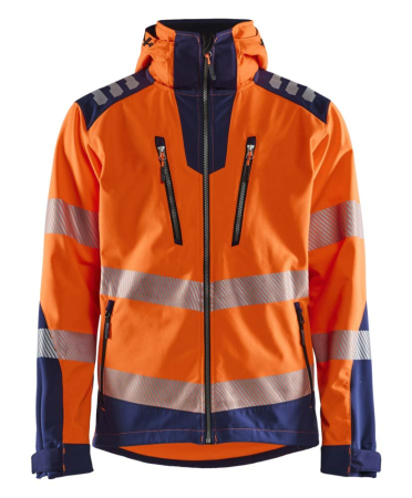 Highvis softshelltakki Huomio oranssi/Mariininsininen, Blåkläder