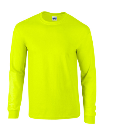 Gildan Ultra Cotton pitkähihainen työpaita safety orange värissä