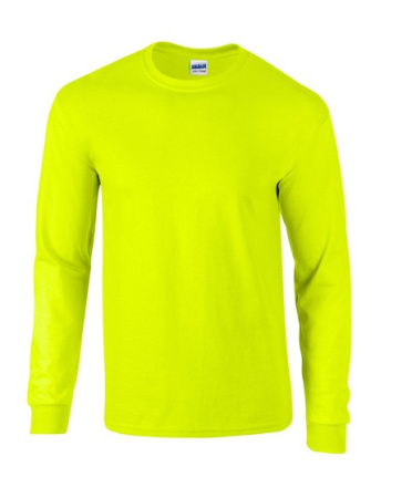 Gildan Ultra Cotton pitkähihainen työpaita safety orange värissä